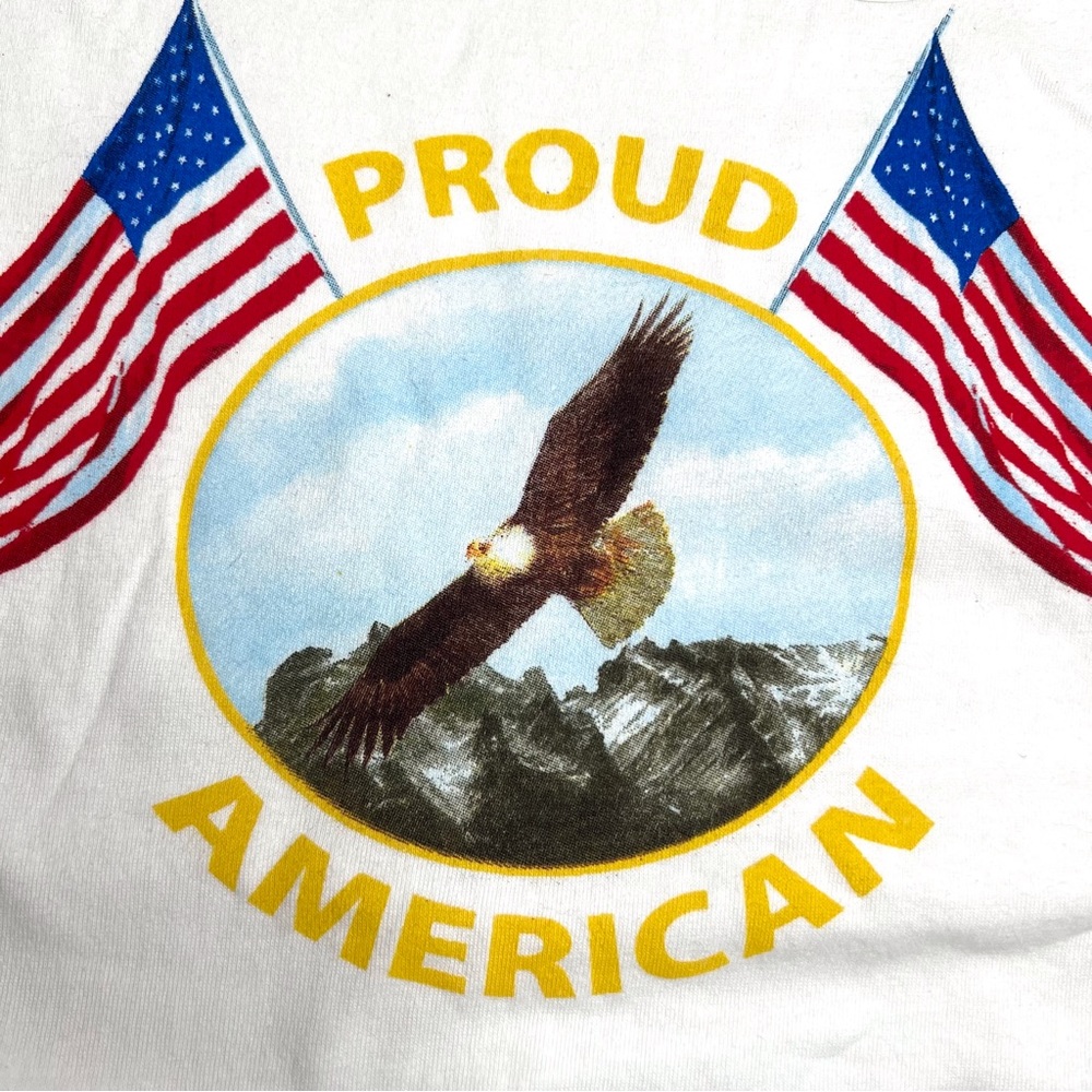 NEW Proud American Patriotic T-Shirt Eagle Flag USA Biker Veteran July 4 Trump